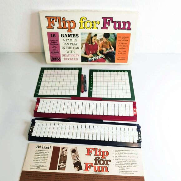 Vintage Parker Brothers Flip For Fun Game 1966 Complete In Box Original Crayons - Picture 2 of 7
